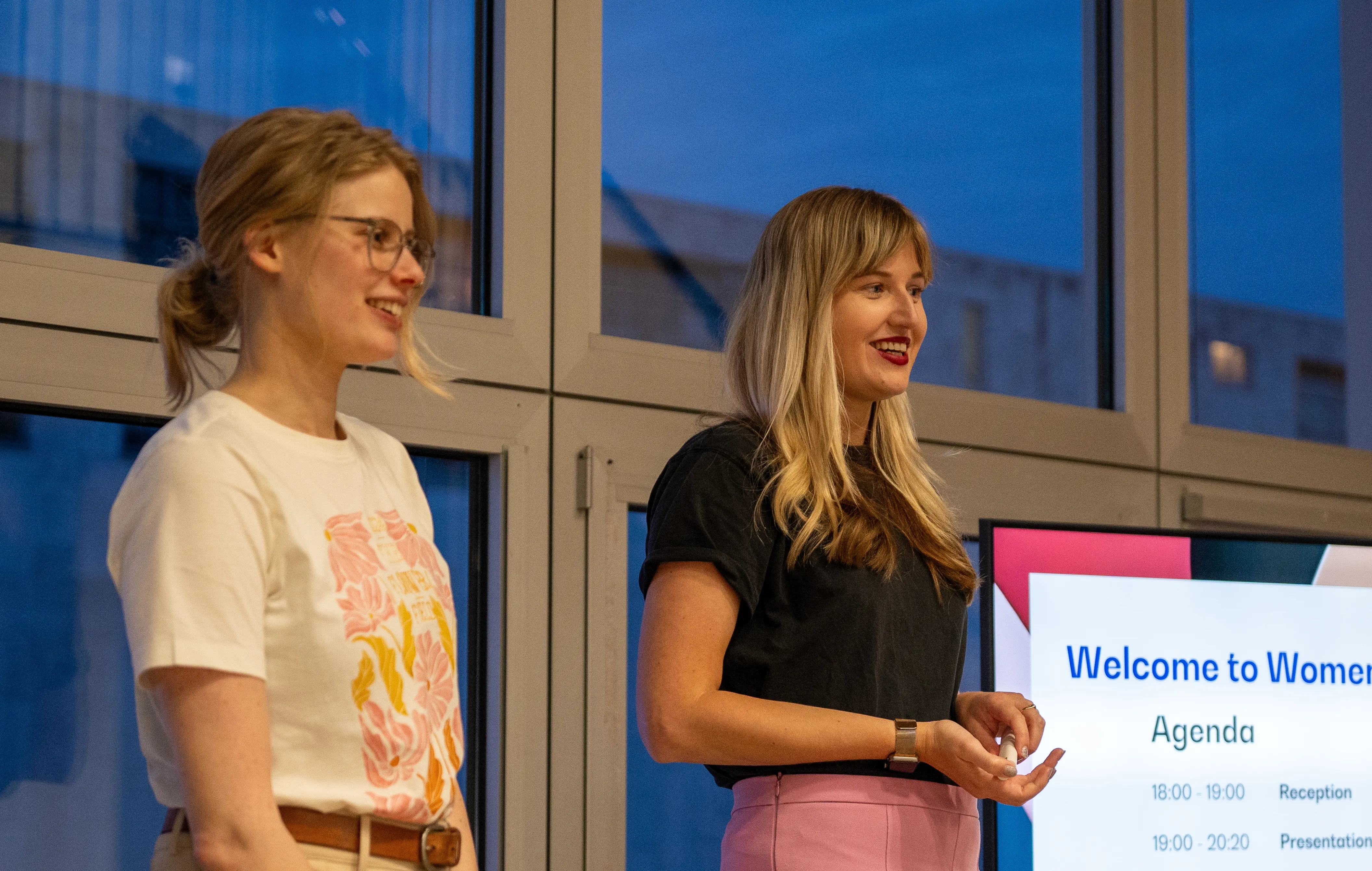 Two women on stage